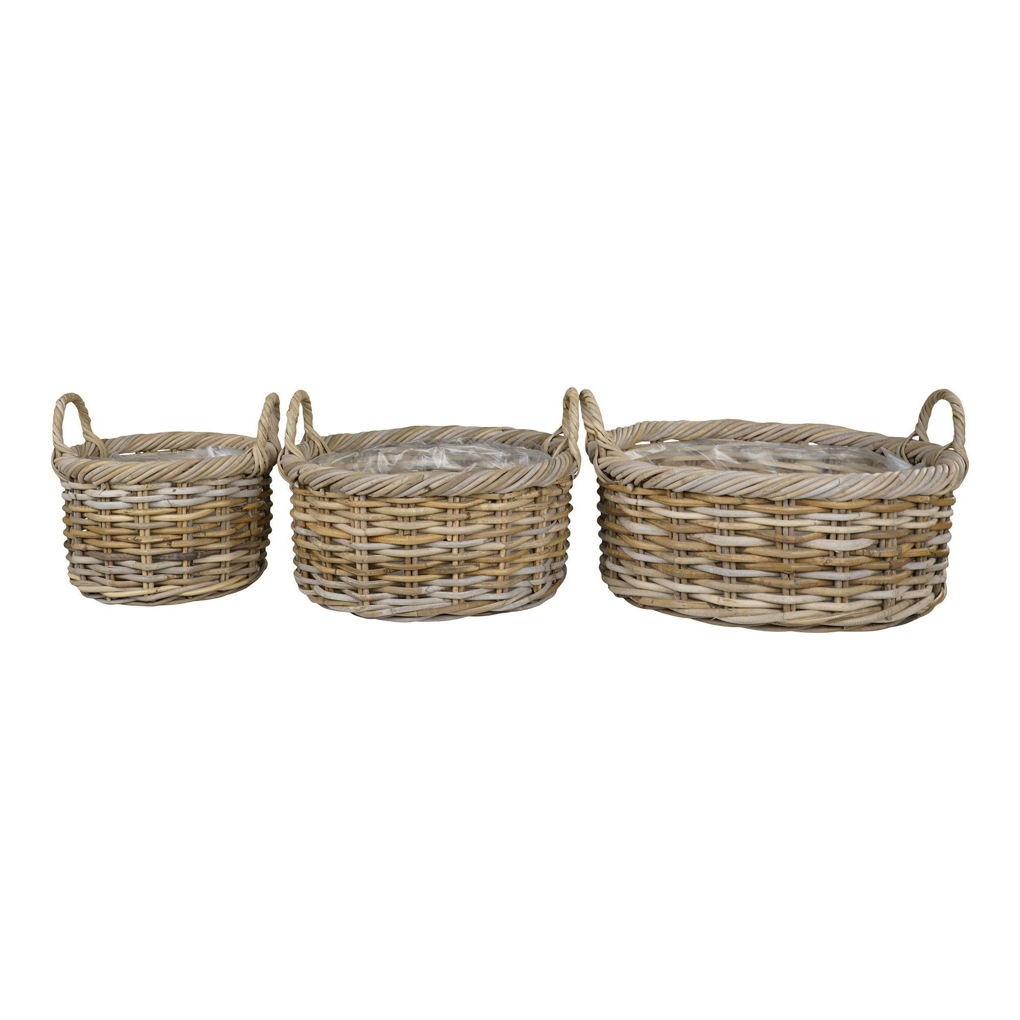 Cache-pot bas en rotin (lot de 2)