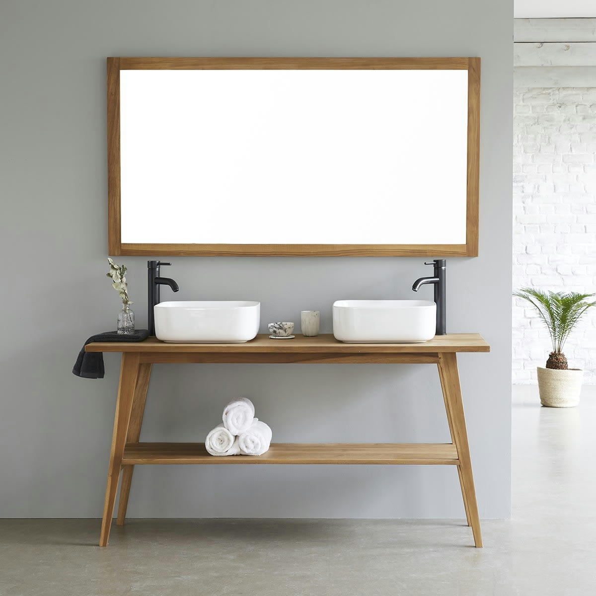 SARA - Meuble double vasque en teck massif 150 cm