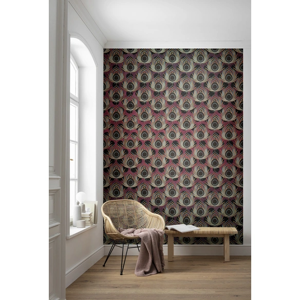 Vliestapete »Paon Rouge«, Breite 200 cm, seidenmatt