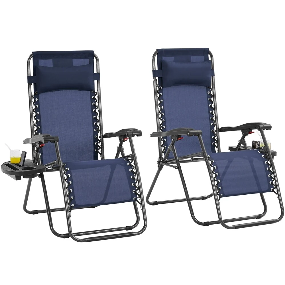 Yaheetech 2pcs 26in Zero Gravity Recliners Foldable Reclining Lounge
