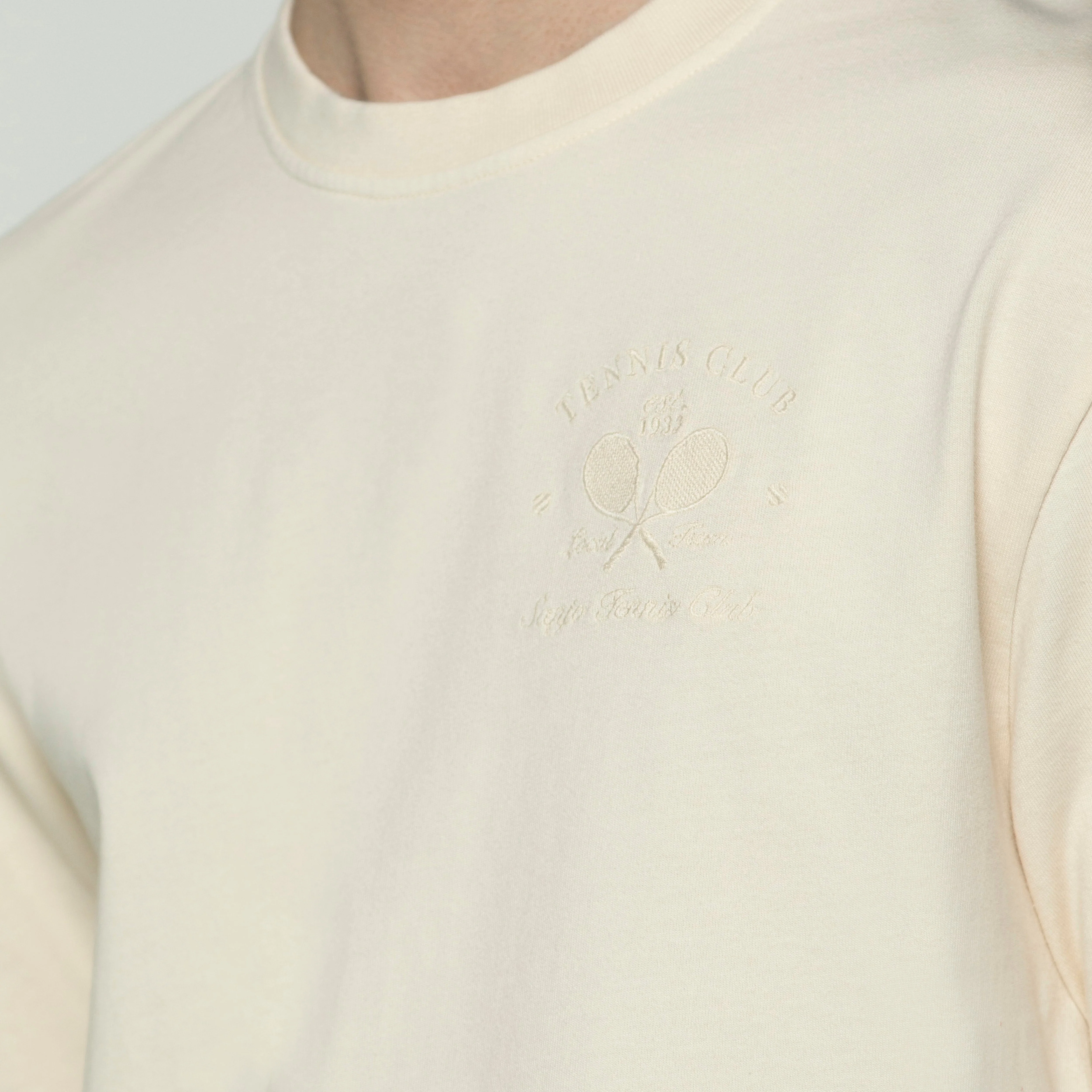 Sanjo Faded Tennis Club T-shirt // Ecru