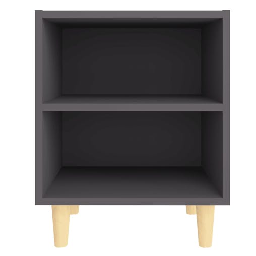 NNEVL Bed Cabinets with Solid Wood Legs 2 pcs Grey 40x30x50 cm