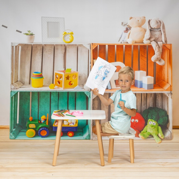 Taboret krzesełko dla dzieci Miś białe