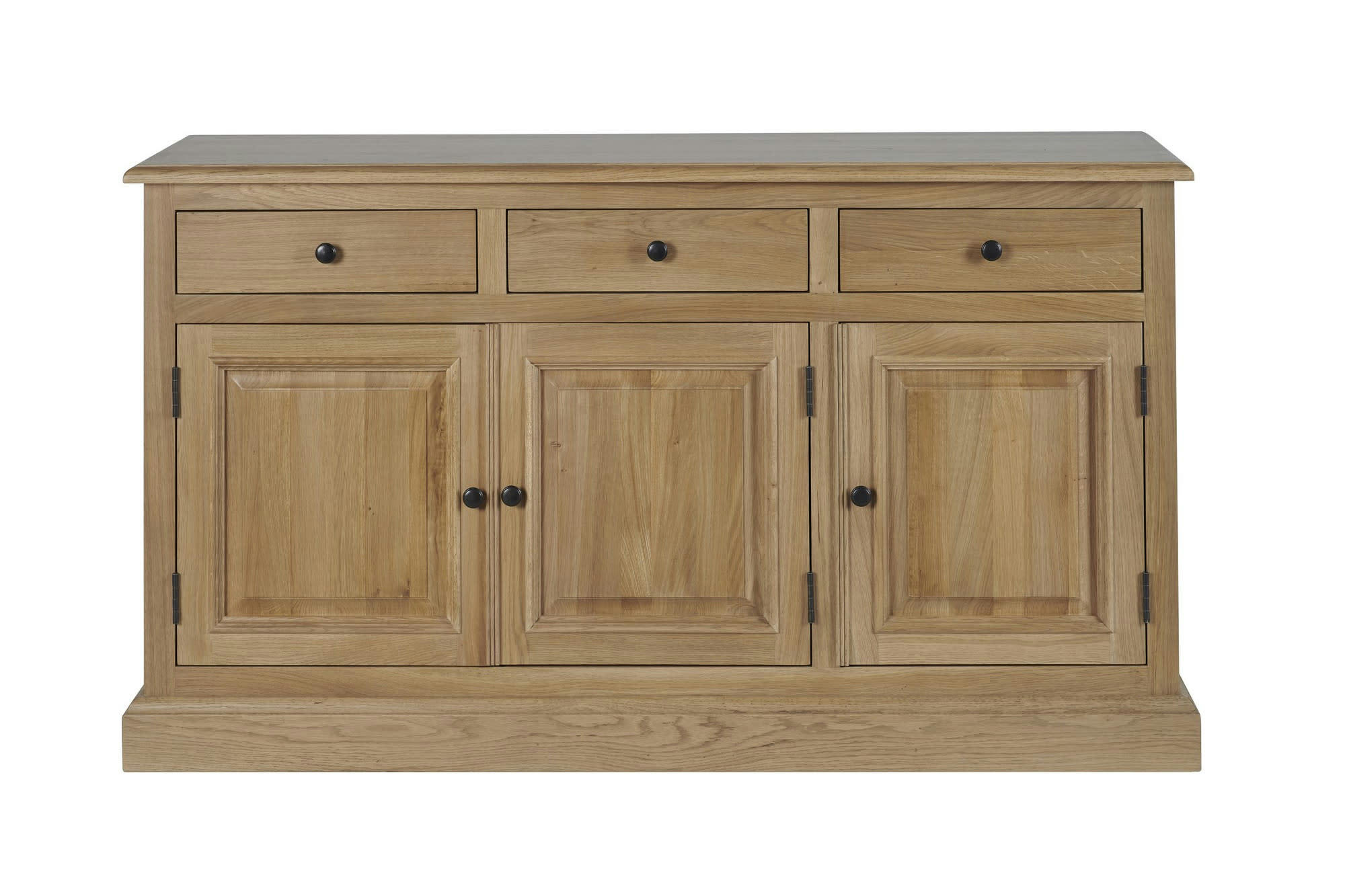 VICTORIA - Buffet bas 3 portes 3 tiroirs en chêne massif naturel