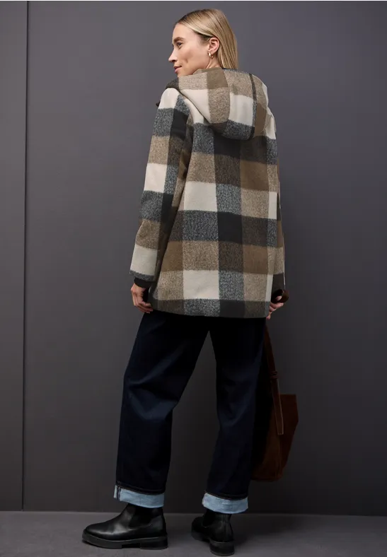 Karierte Jacke mit Kapuze