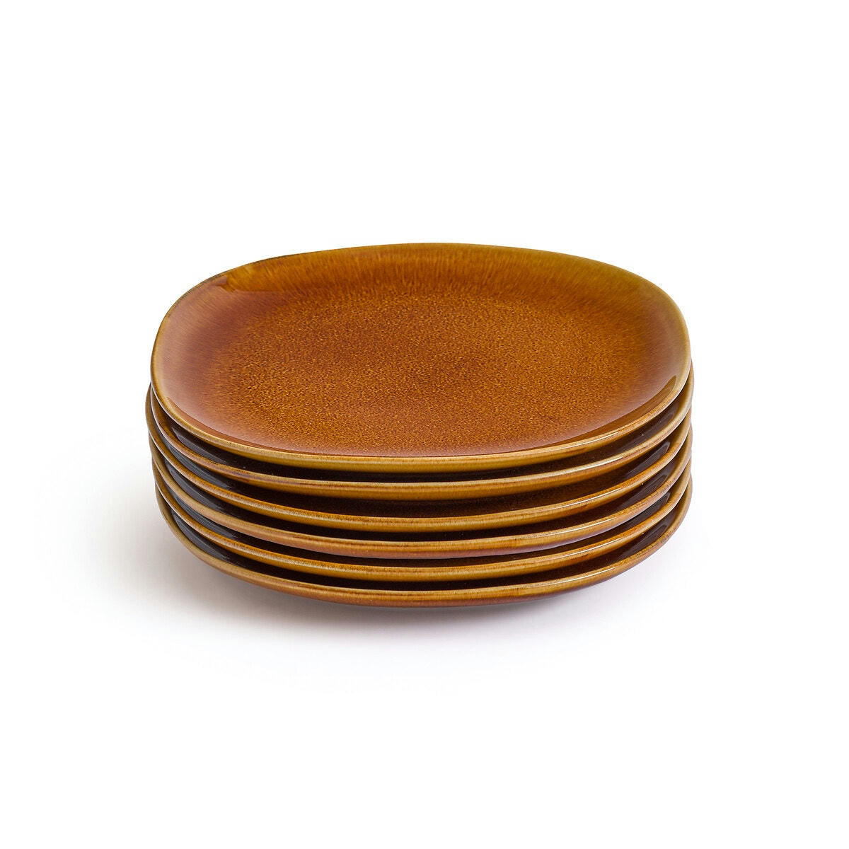 Lot 6 assiettes à dessert grès émail réactif, Marx
