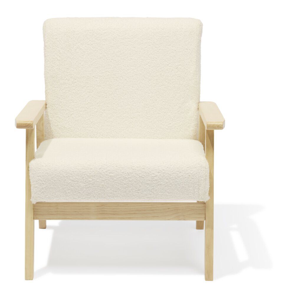Fauteuil Joséphine curly effet laine bouclée blanc - L64xP70xH76 cm