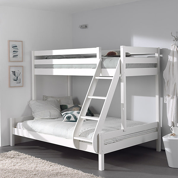 Lit Superpose 90x200 et 140x200 Sommier Inclus Vipack Pino - Blanc
