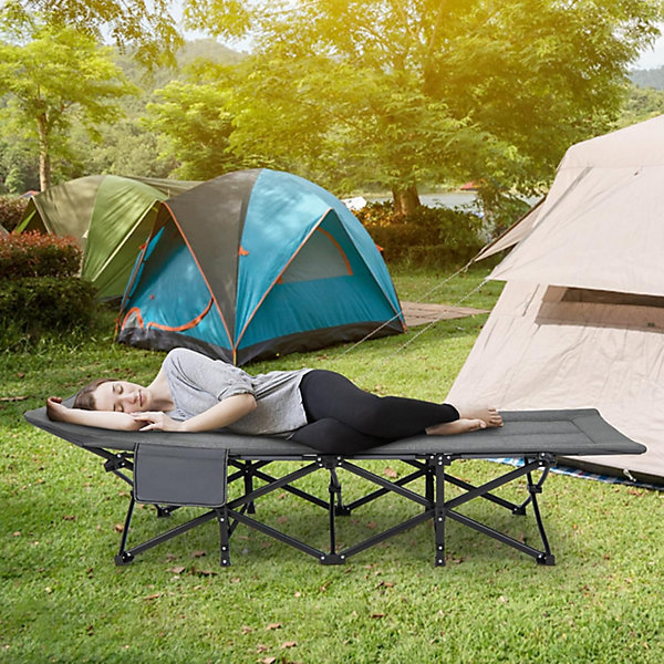 Lit Pliant à Roulettes Charge 204KG LitAppoint avec Matelas en Mousse 10CM Cadre Fort en Acier Gris