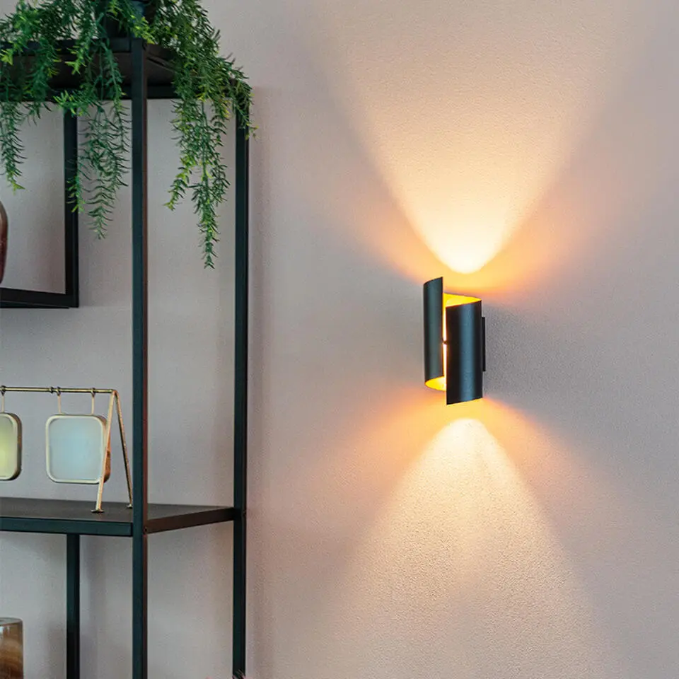 Qazqa wandlamp faldo zwart g9