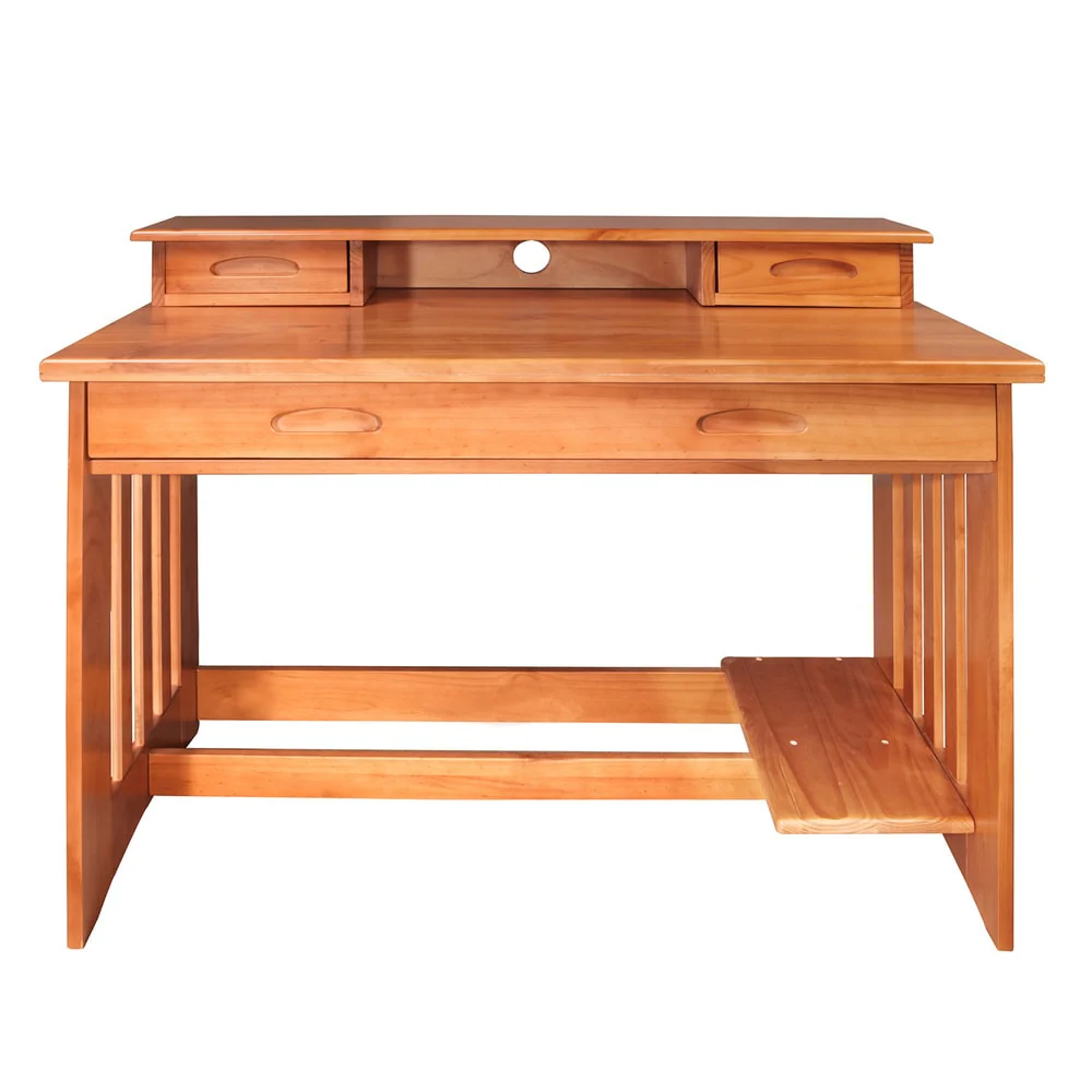 Honey Solid Pine Student Desk and Hutch