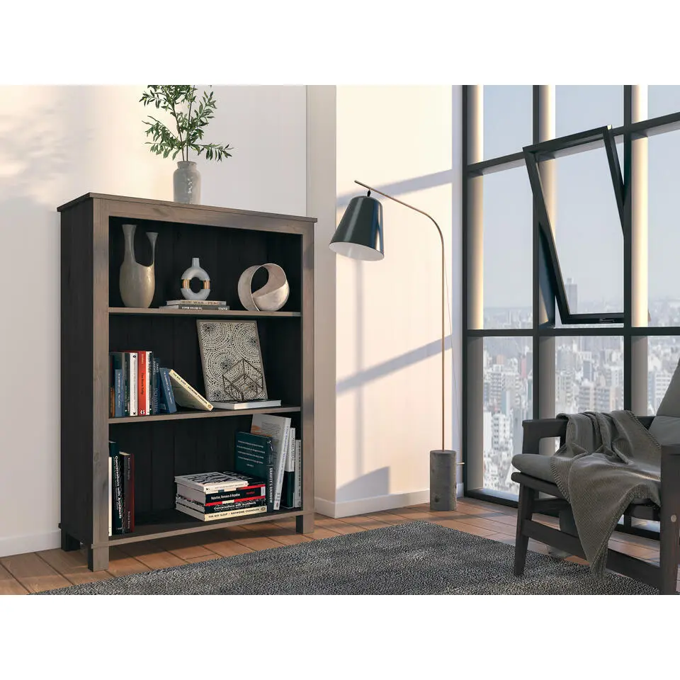 Pivo - Boekenkast met 2 planken in donkerbruin grenen