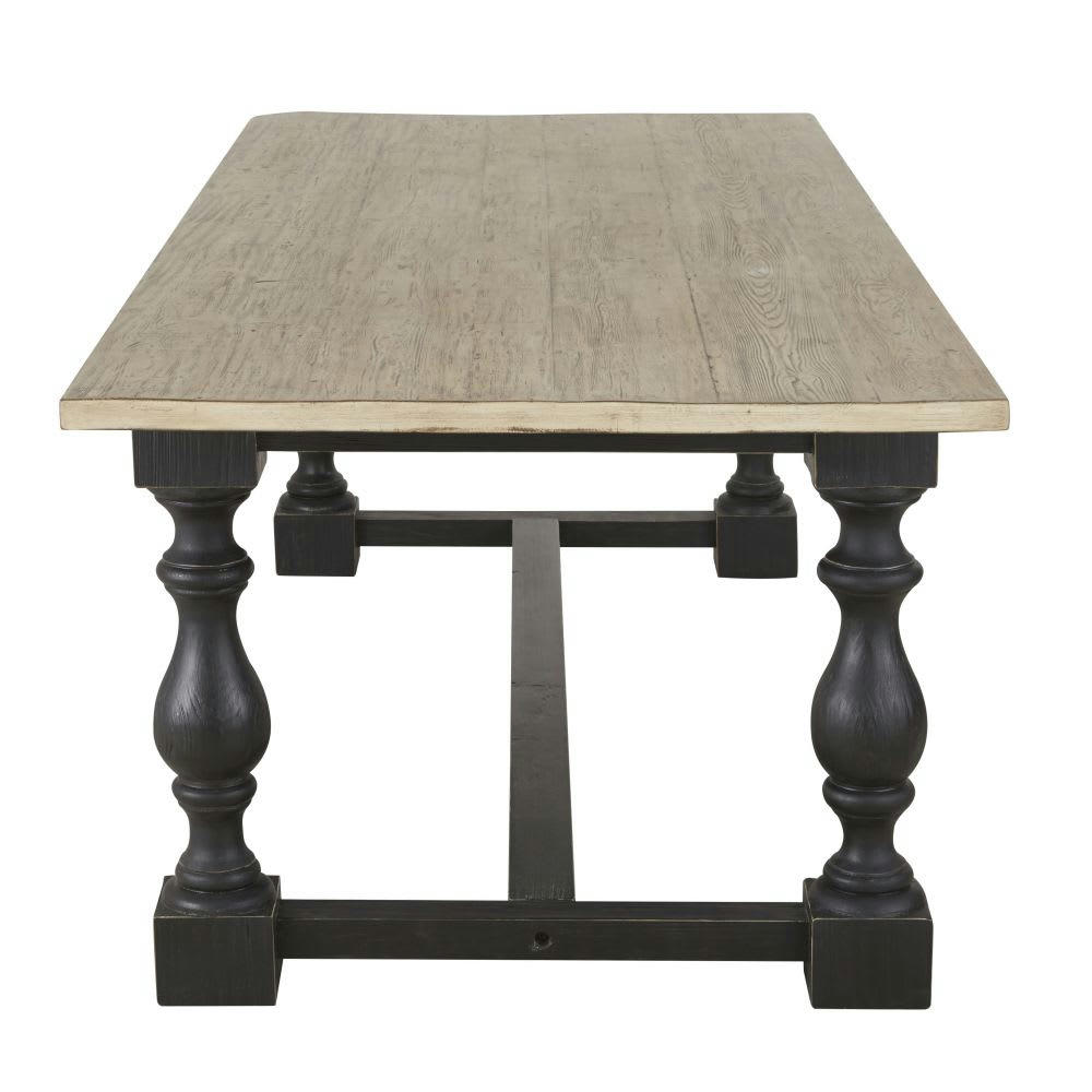 Montmorency - Table à manger en bois de pin massif bicolore 10/12 personnes L250