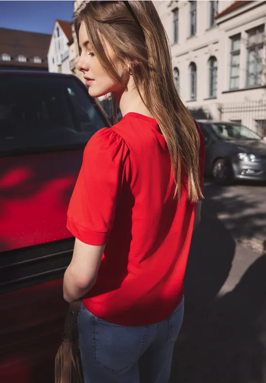 T-Shirt mit Rundhals und Puffärmeln