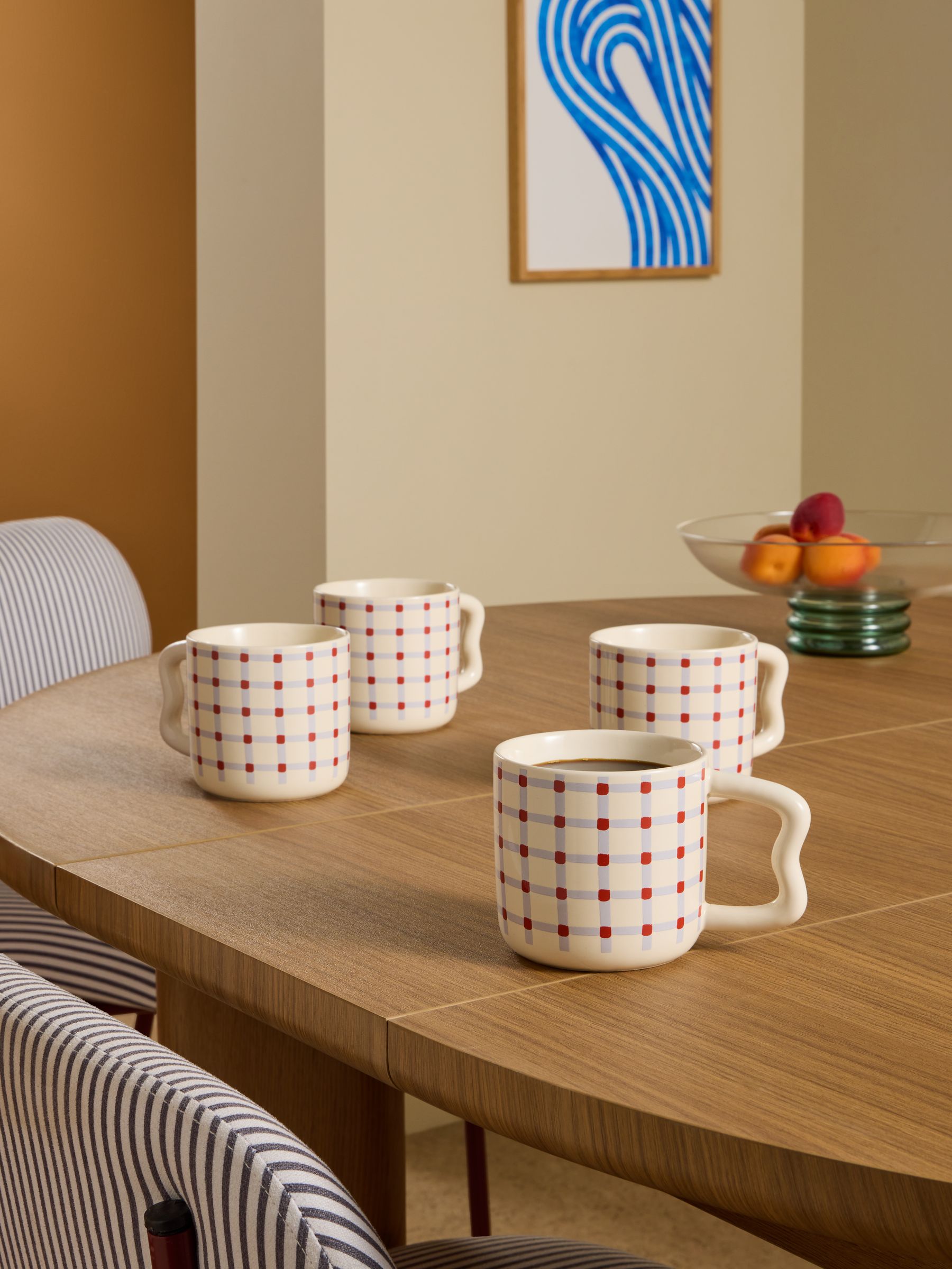 Set of 4 Sophus Check Mugs in Purple