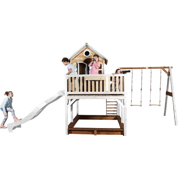 Kinderspielhaus »Liam«, BxHxT: 613 x 291 x 277 cm, Holz, braun/weiß