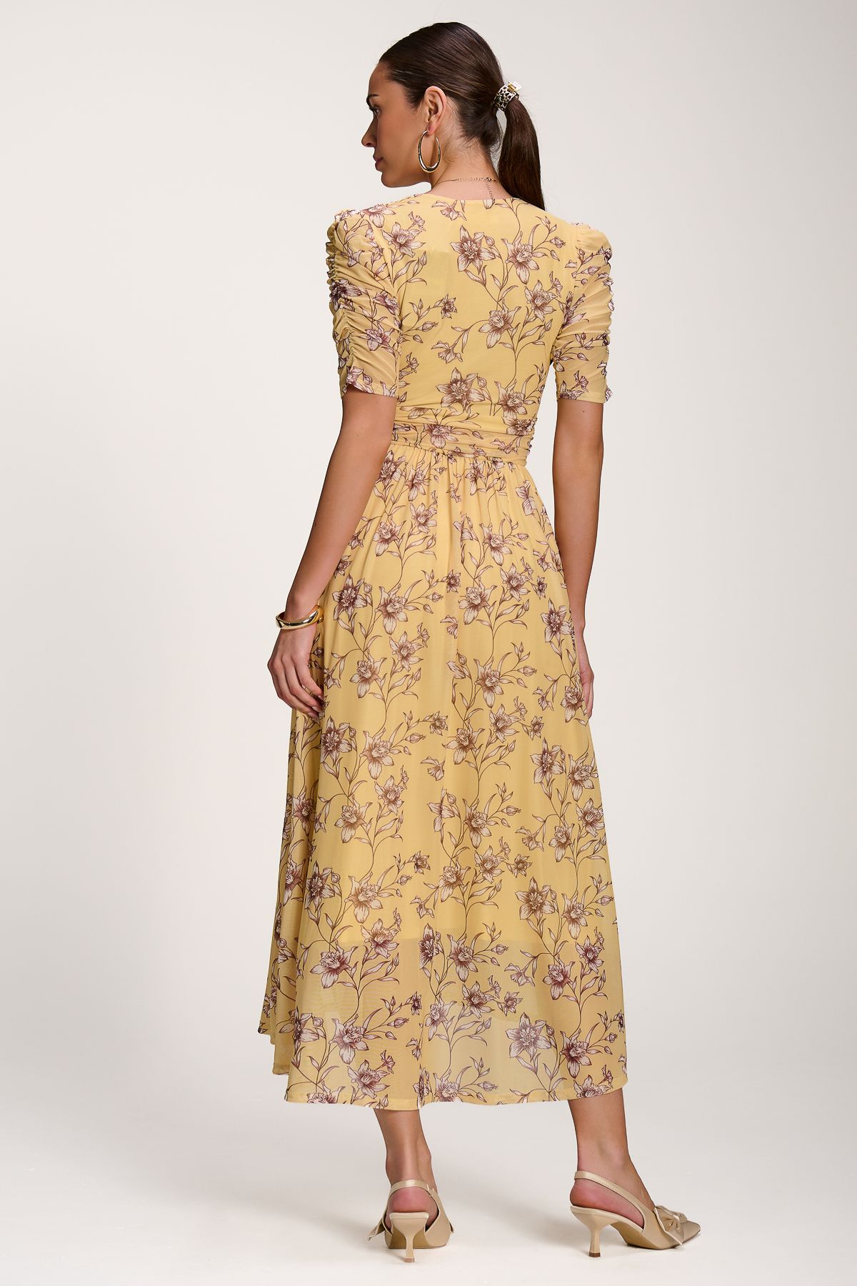 Jolie Moi Floral Print Mesh Maxi Dress