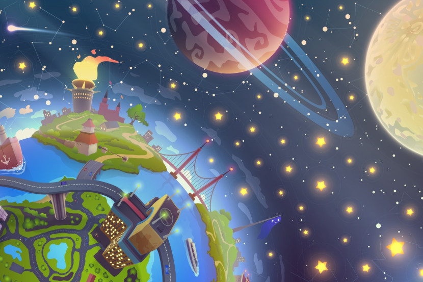 Fototapeta KOSMOS Świat Planeta Miasto 3D 90x60cm