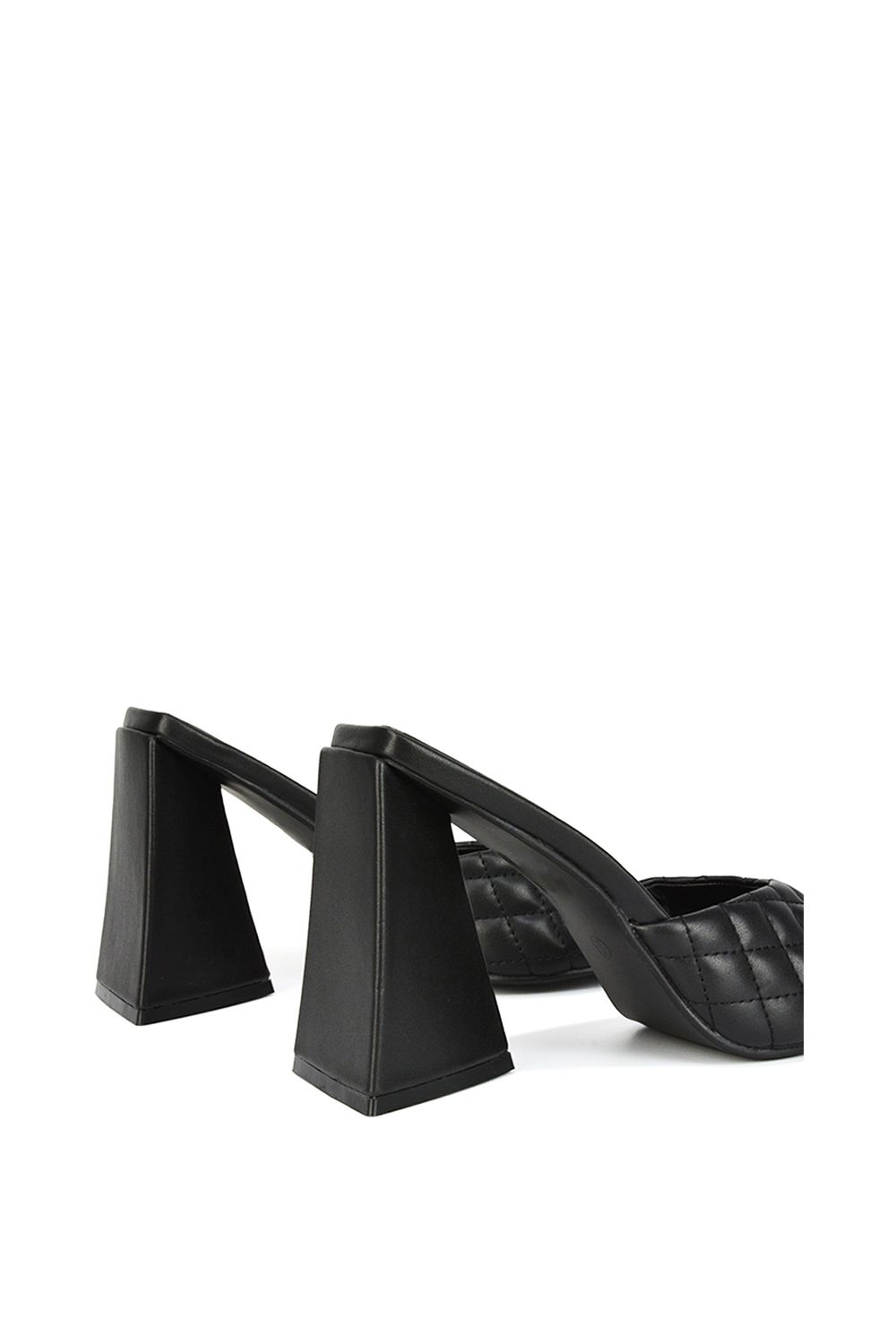 XY London Maylin' Quilted Square Toe Sculptured Flared High Heels