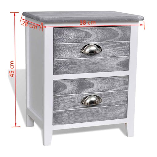NNEVL Nightstand 2 pcs with 2 Drawers Grey and White