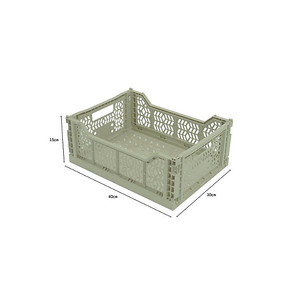 Lot 10 caisses de rangement pliables kaki 40 x 30 x 15 cm