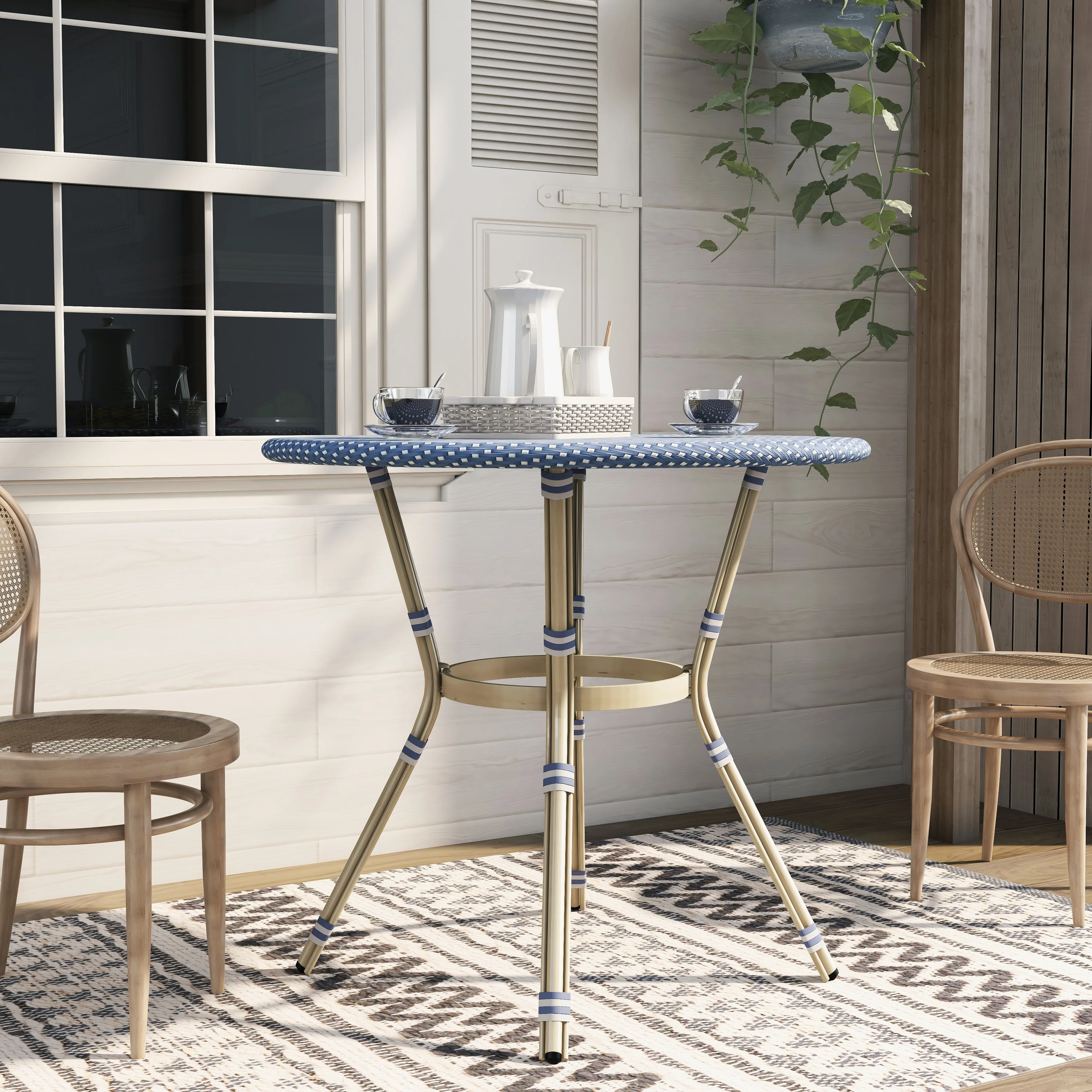 Furniture of America Lidia Blue 40-inch Outdoor Counter Height Table