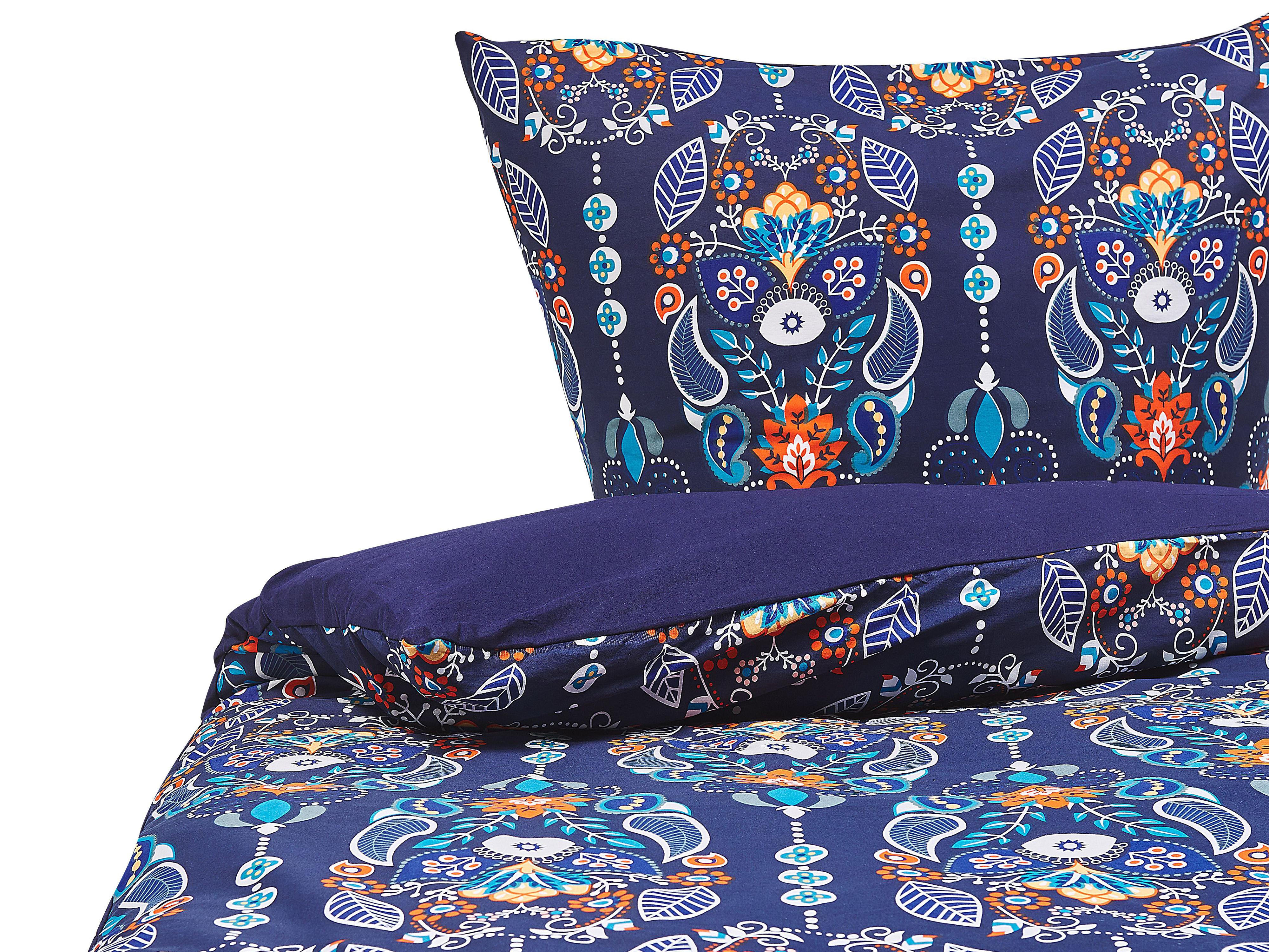 Duvet Cover Set MADRONA Sateen Cotton 135 x 200 cm Dark Blue