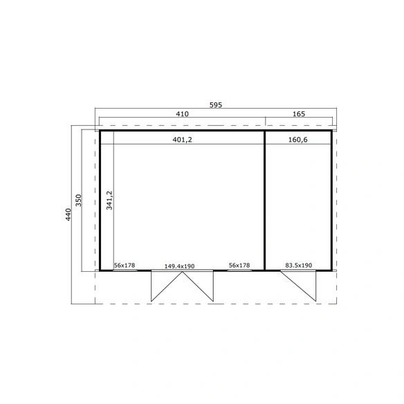 Gartenhaus »Sicily«, BxHxT: 595 x 228 x 440 cm (Außenmaß inkl. Dachüberstand)