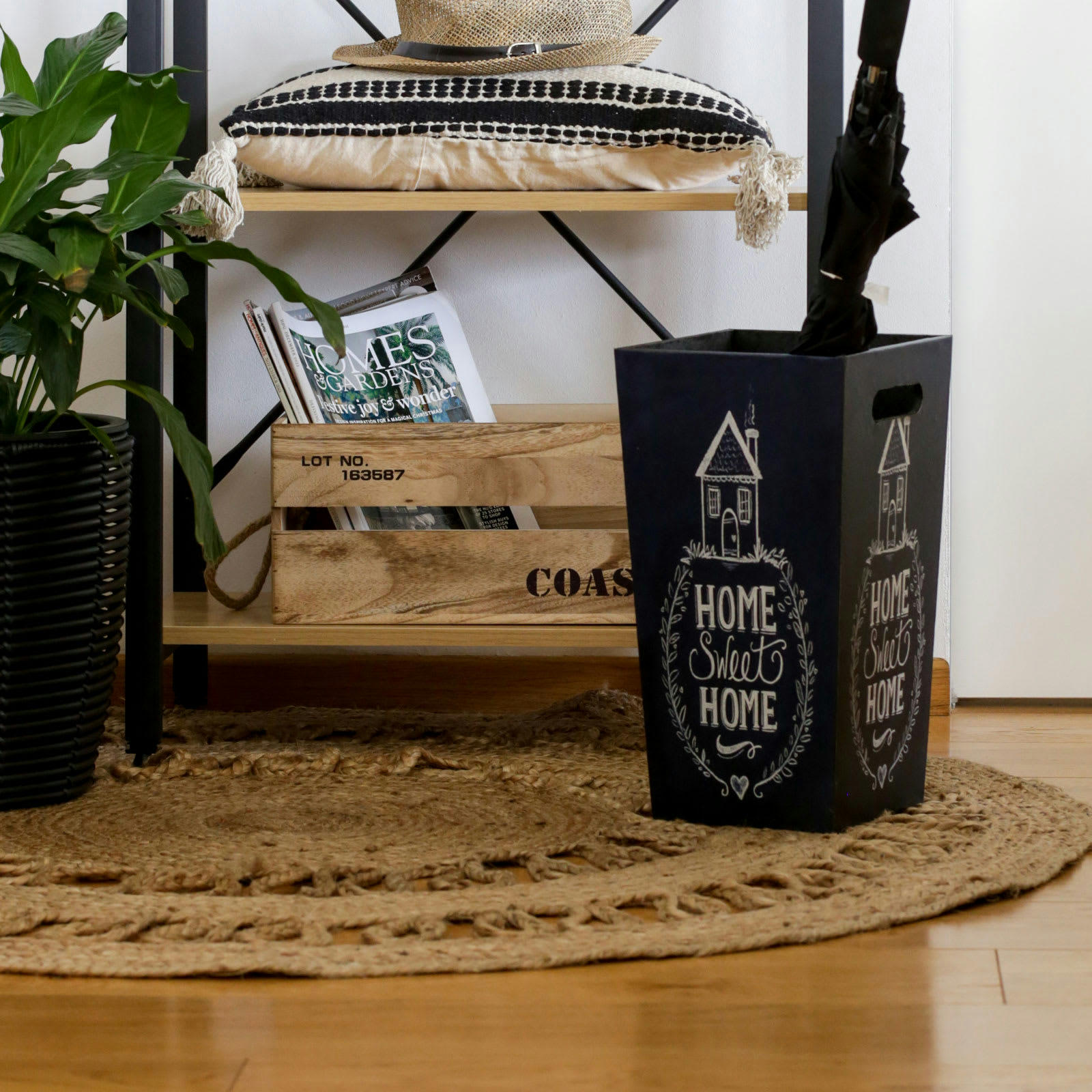 - Tapis rond en jute naturel tissé marron diamètre 120 cm