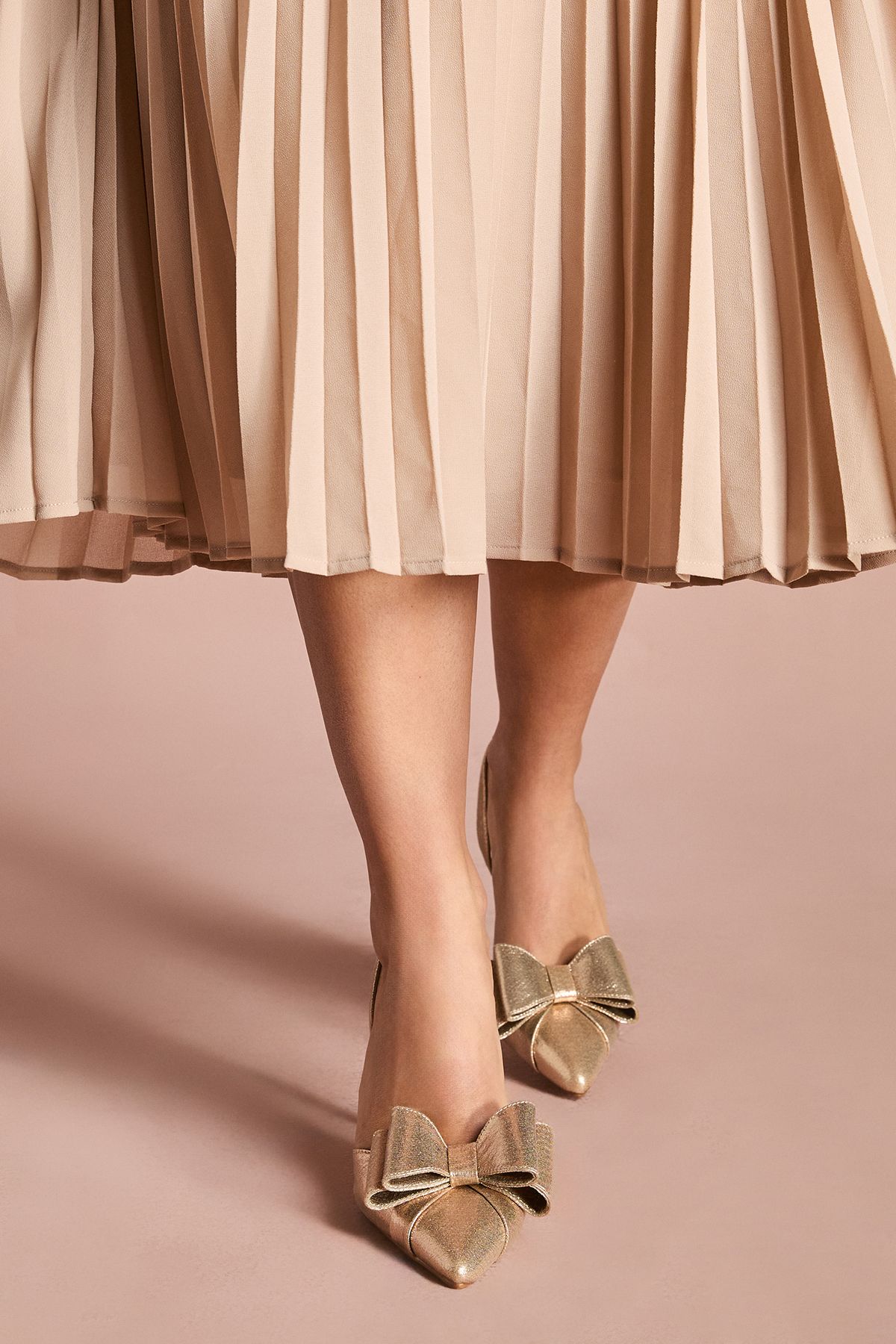 Coast Tamara Metallic Textile Satin Bow Slingback High Stiletto Heel Court Shoes