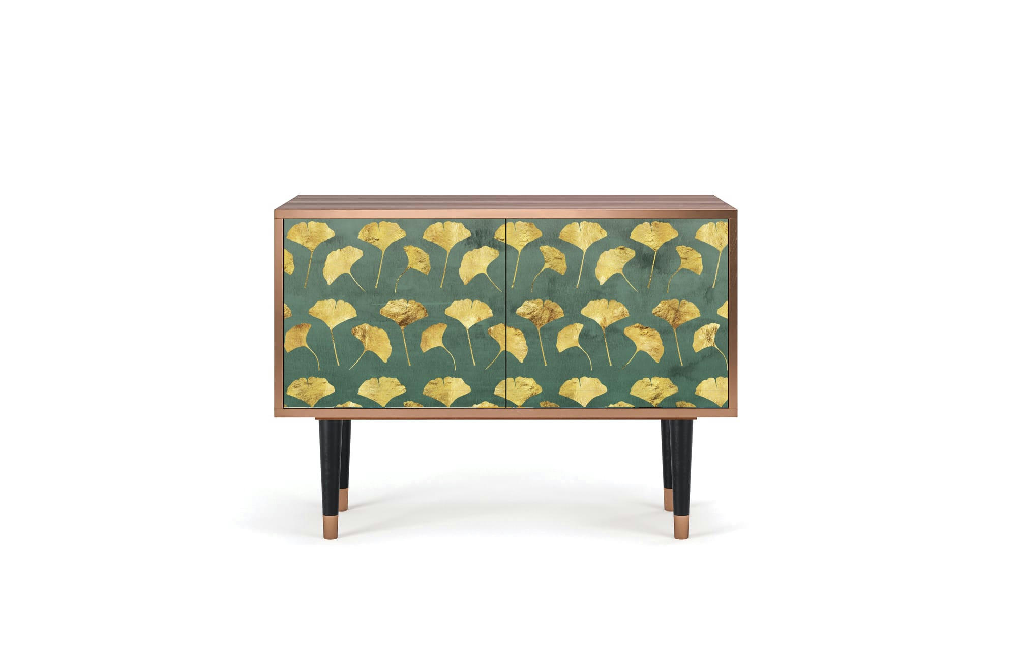 GINGKO LEAVES - Buffet bas  vert et jaune 2 portes L 94 cm