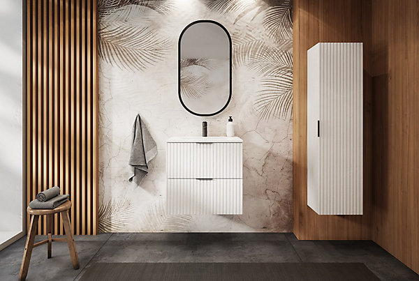 Meuble suspendu sous lavabo avec 2 portes FLOW BLANC 60 cm