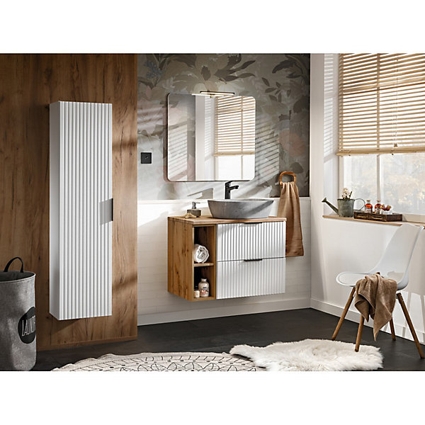 Meuble de rangement additionnel sous vasque KINOKO2 portesChene clairL20 x P57 x H46 cmMeuble suspendu