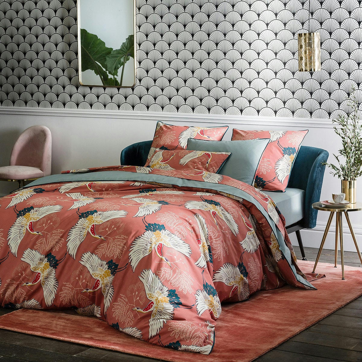 Housse de couette percale de coton, Grues