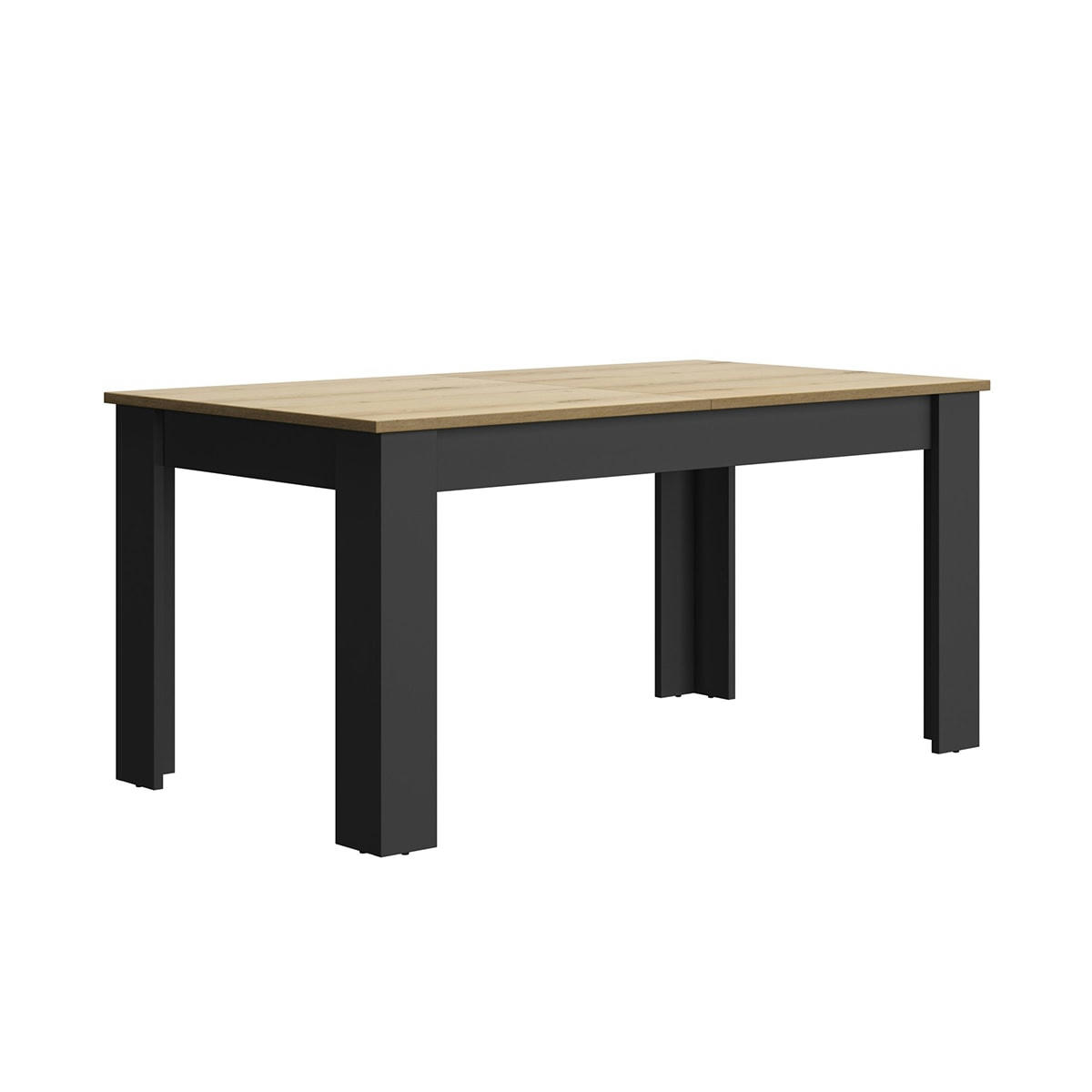 MANCHESTER - Table à manger rallonge naturel noir