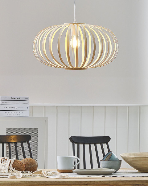 Lampa wisząca dekoracyjna bambusowa jasne drewno