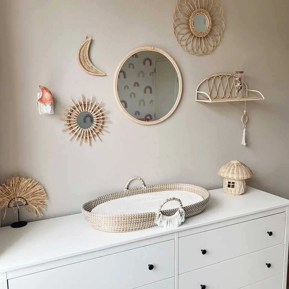 QUVIO Spiegel bloemvormig - Rotan