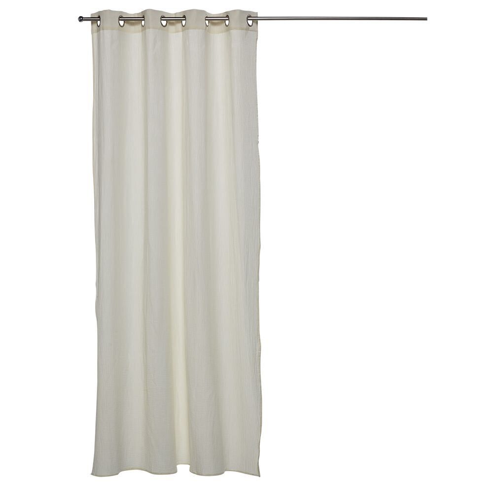 Rideau à oeillets gaze de coton beige uni 135xL240cm