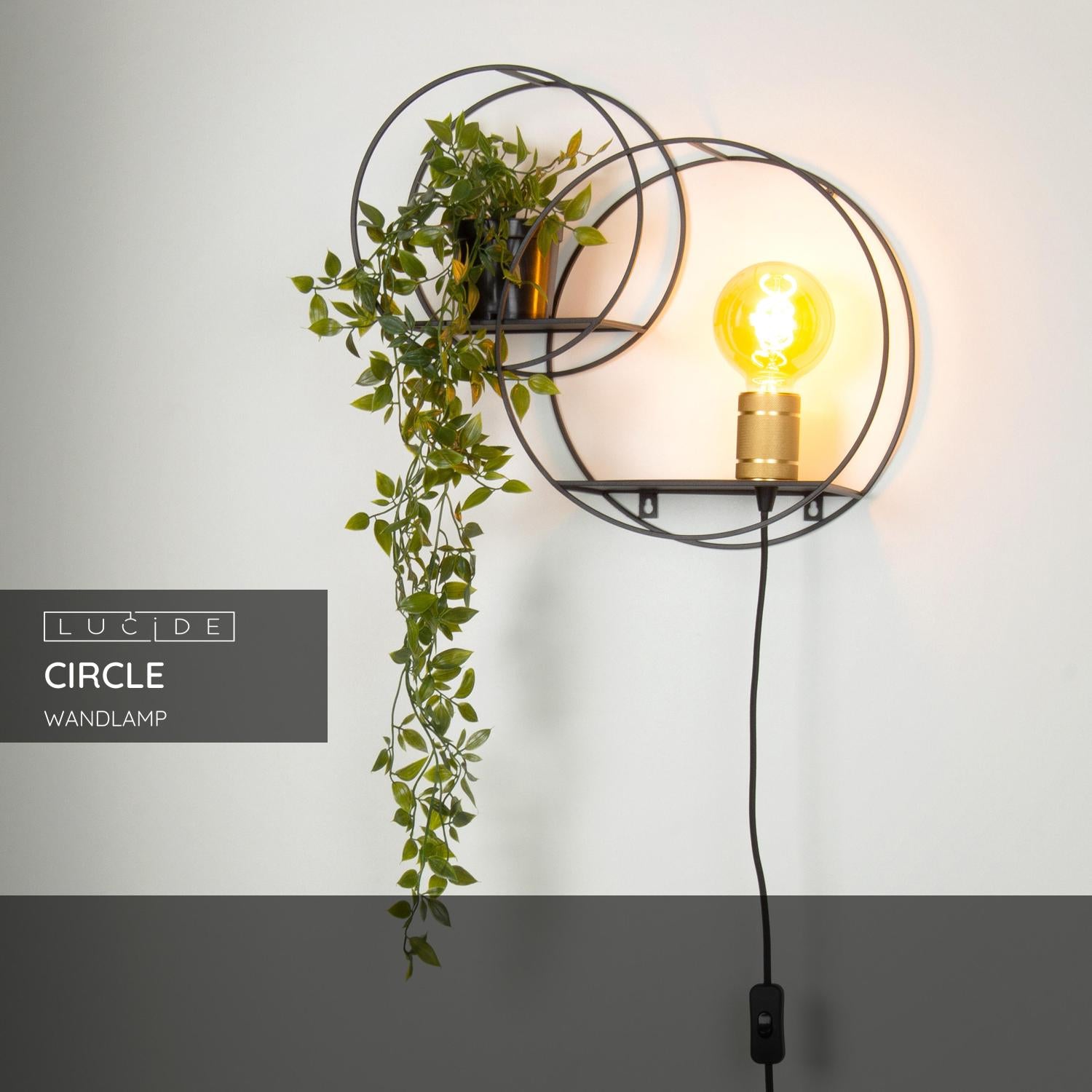 Lucide CIRCLE Wandlamp - Zwart