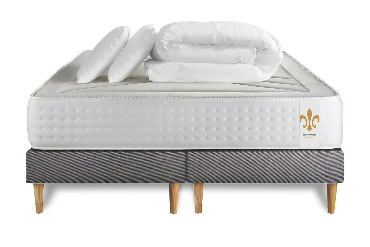 - Pack matelas sommier 200x200 oreiller couette