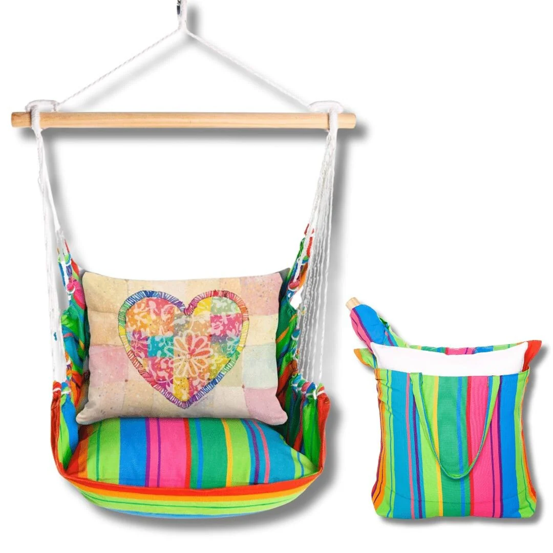Magnolia Casual Swing Set 4 piece - Le Jardin Nouveau w/ Colorful Heart