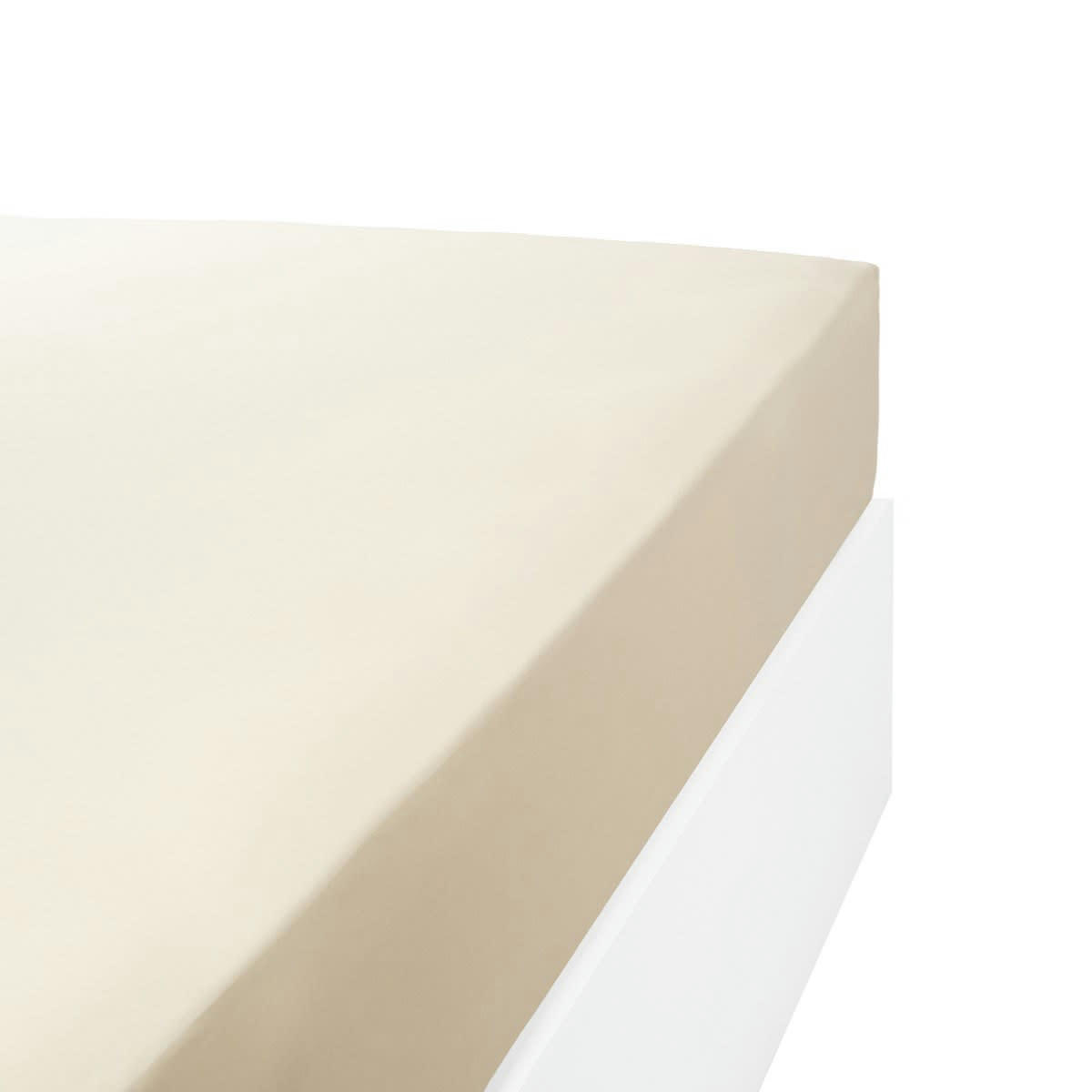 - Drap housse uni 200 fils en de coton ivoire 180x200 cm