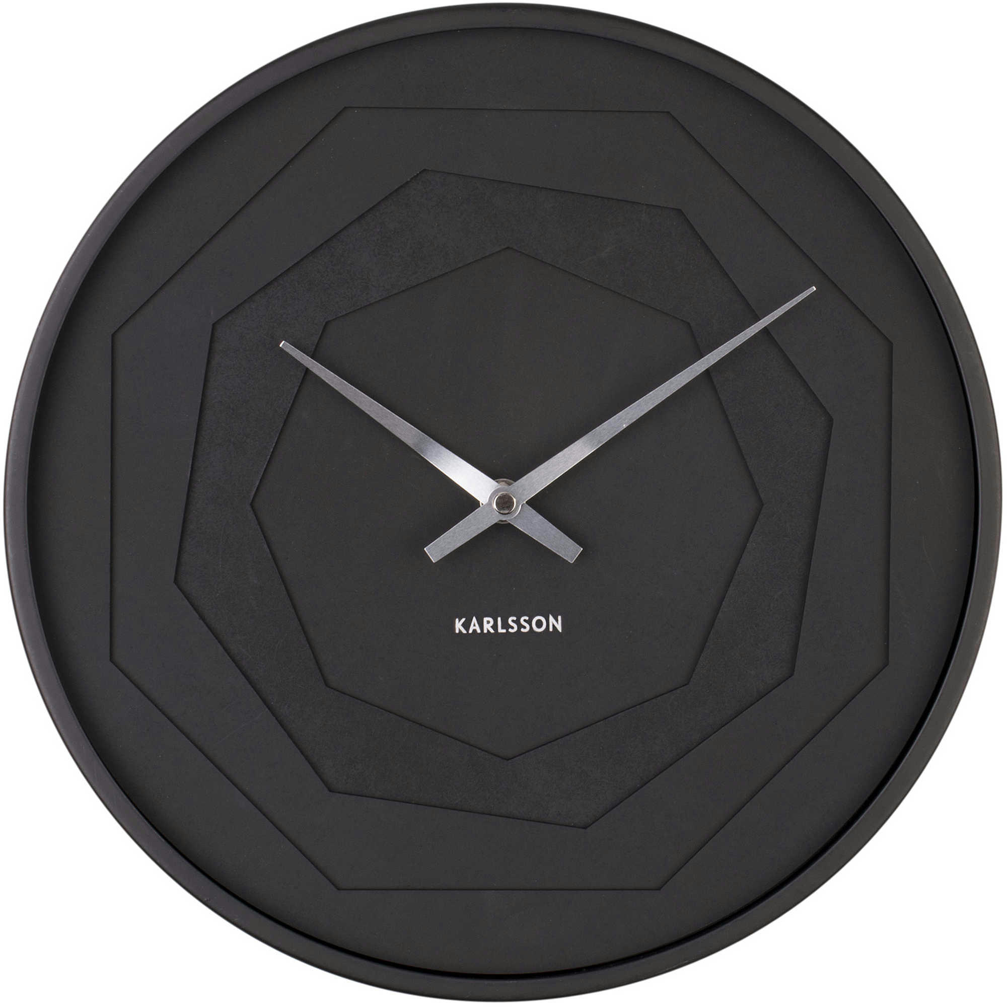 LAYERED - Horloge ronde en bois origami 30 cm noir