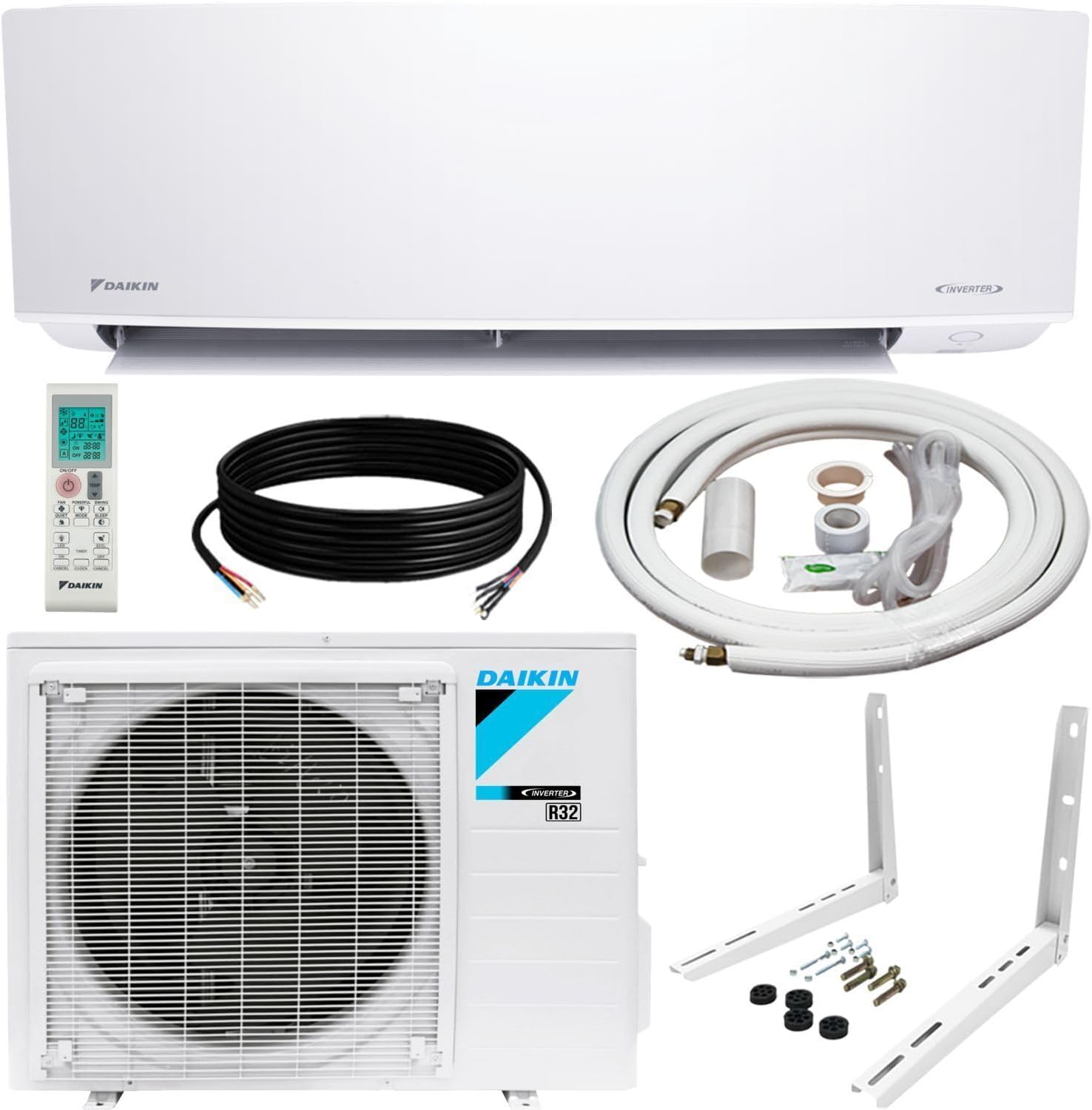 Daikin 18,000 BTU 21 SEER2 Oterra R32 Series Ductless Mini-Split Air Conditioner with Installation Kit and Wall Bracket- 230V