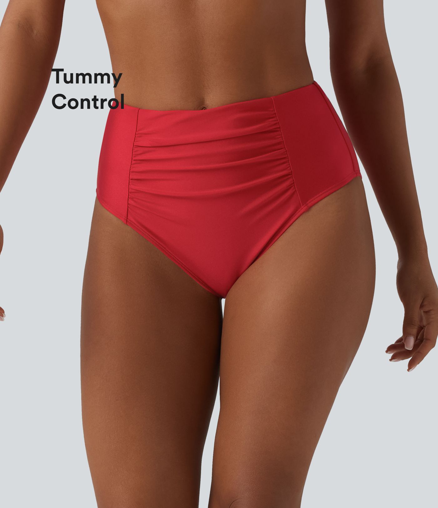 Bas de maillot de bain bikini taille haute gainant froncé