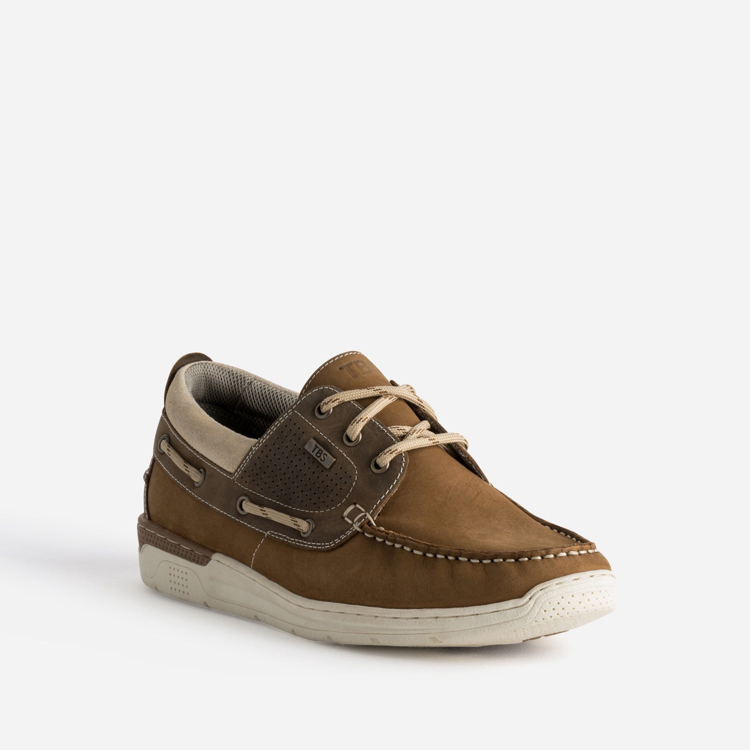 Chaussure-bateau TBS camel et marron cuir