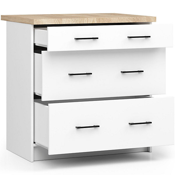 Meuble de cuisine bas AKORD S80 OLIWIA modulable Blanc 80 cm 3 tiroirs façade Blanche 80x46x85 cm