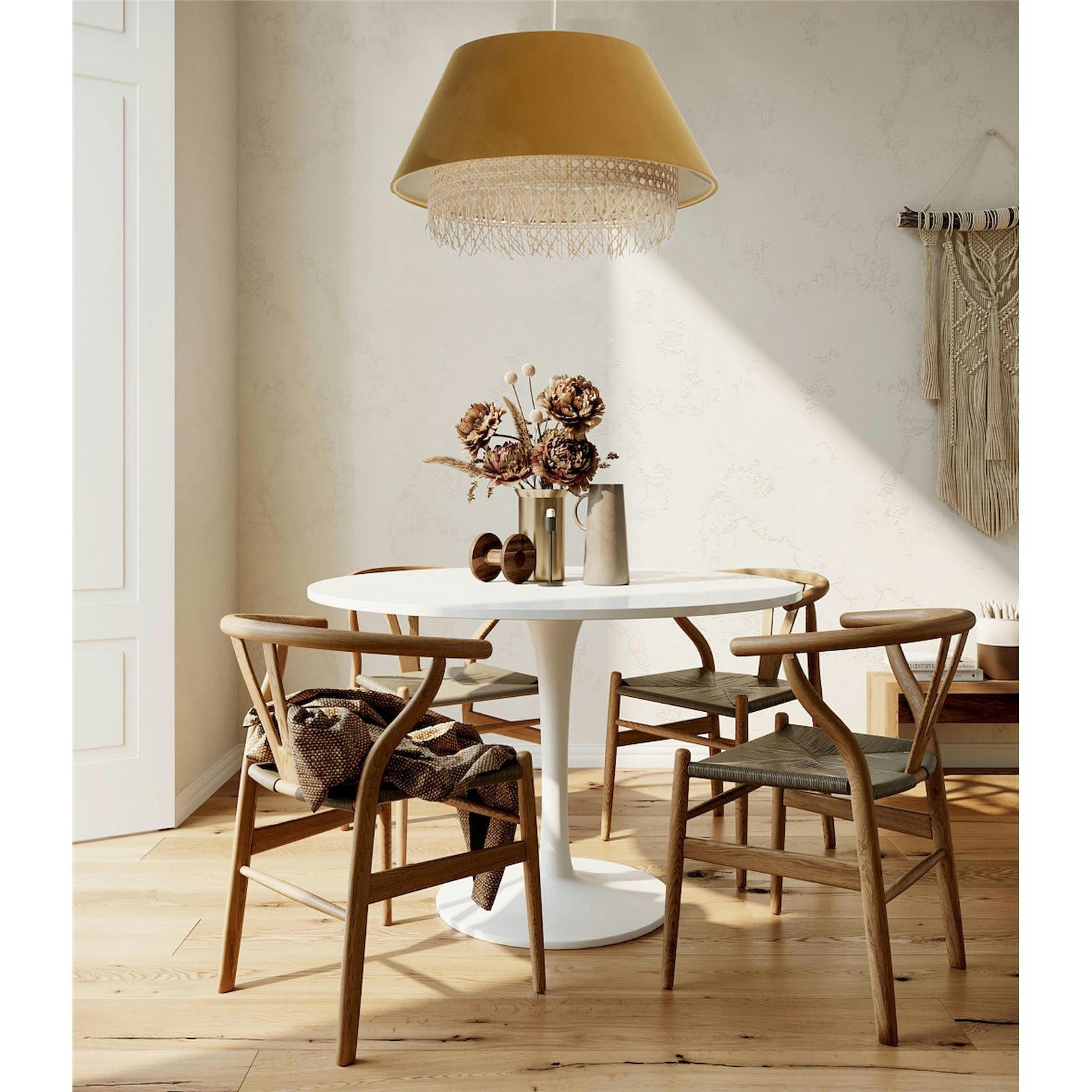 SENSEI - Suspension Rotin Jaune 40x40x25 cm