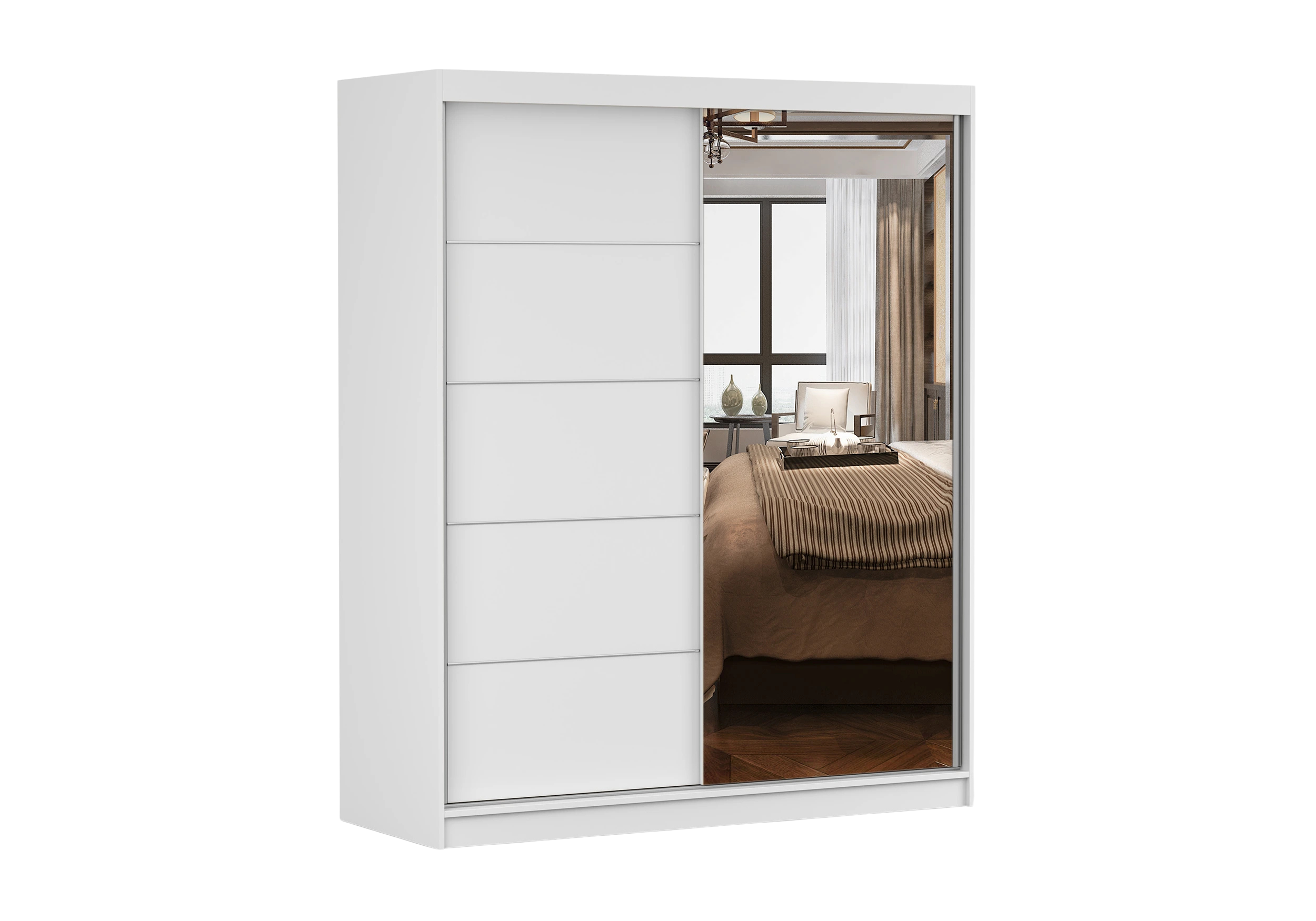 Szafa przesuwna z lustrem Bono 05 160 cm Biały mat/ Biały mat