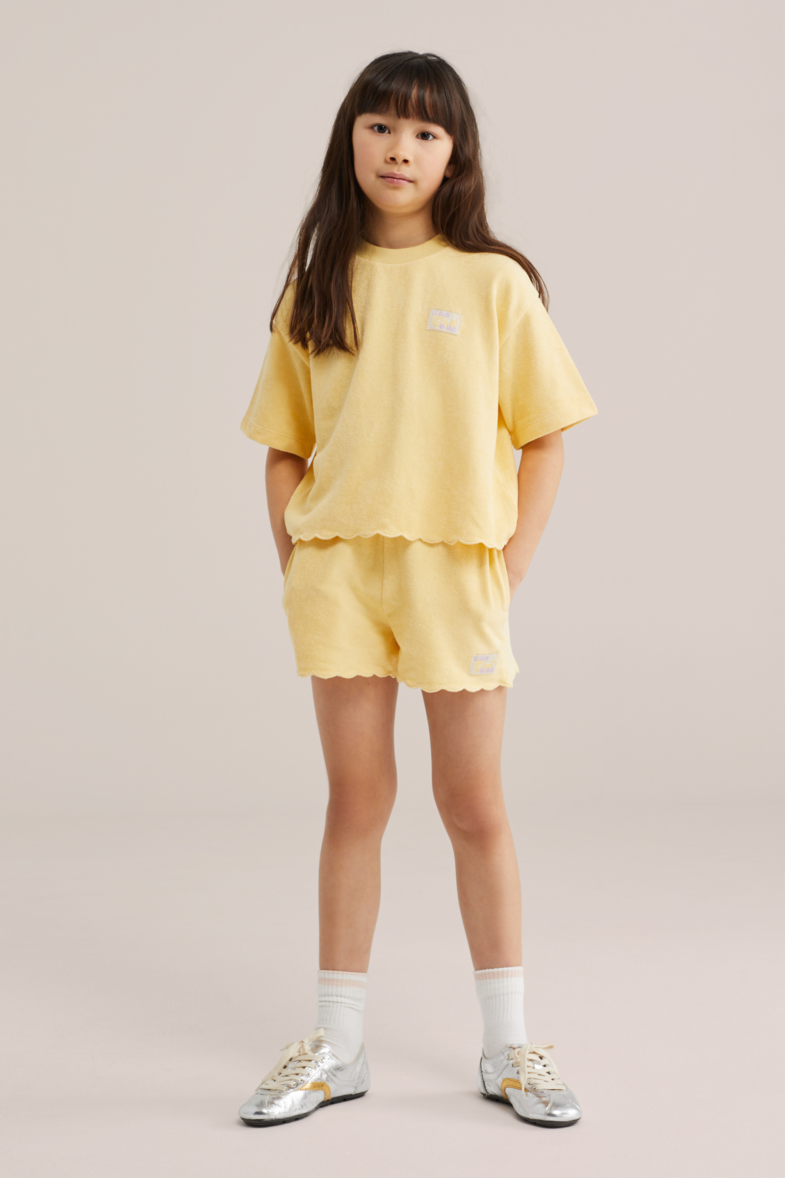 Meisjes relaxed fit short van badstof